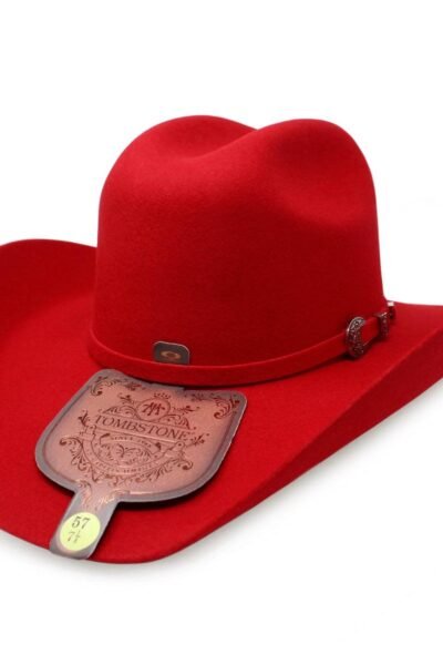 - Tombstone Texana 20X Este Oeste - Color: Red - Falda/Brim: 10cm/ 4" - Copa/Crown: 11cm/ 4 1/4" - ⁠precio 190 - ⁠disponible: 56 Méx 7 USA, 55 Méx 6 7/8 USA, 57 Méx 7 1/8 USA
