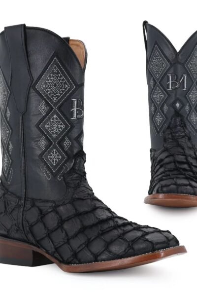 BOTA VAQUERA BULLDOG PESCADO NOBUCK NEGRO.