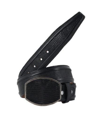 CINTURON HEBILLA CUA PARA HOMBRE EN PIEL DE LIZZAR.