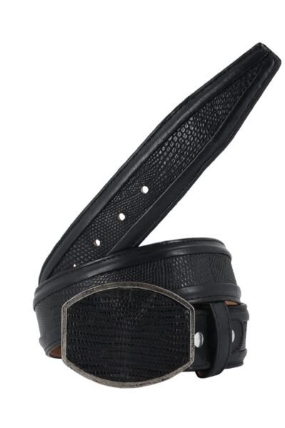 CINTURON HEBILLA CUA PARA HOMBRE EN PIEL DE LIZZAR.