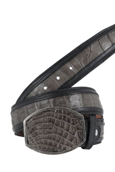 CINTURON HEBILLA CUA PARA HOMBRE EN PIEL DE COCODRILO.