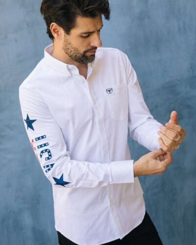 Modern Fit Stretch USA Embroidery Shirt.