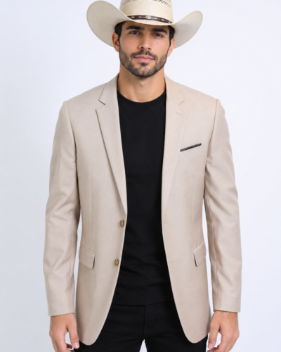 Blazer Khaki Elástico De Corte Moderno Para Hombre