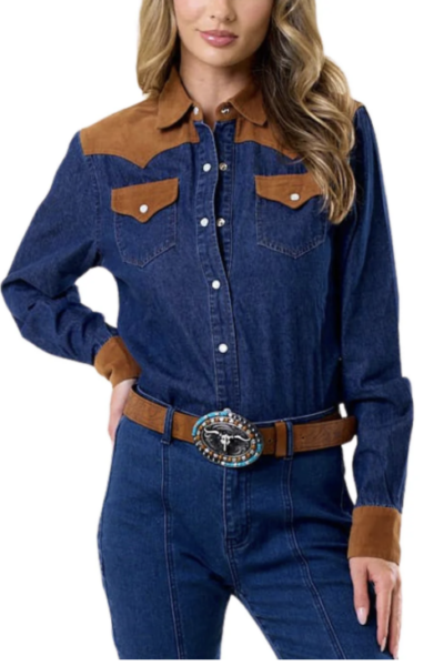 CORDUROY AND DENIM WESTERN SHIRT