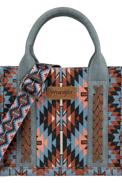 Wrangler Southwestern Pattern Dual Sided Print Mini Tote/Crossbody - NAVY