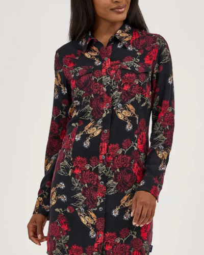 Vestido Mini Wrangler con Estampado Floral y Broches Western