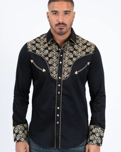 Platini Negra/Beige Con Bordado Moderno