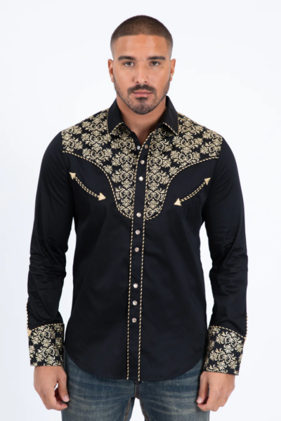 Platini Negra/Beige Con Bordado Moderno