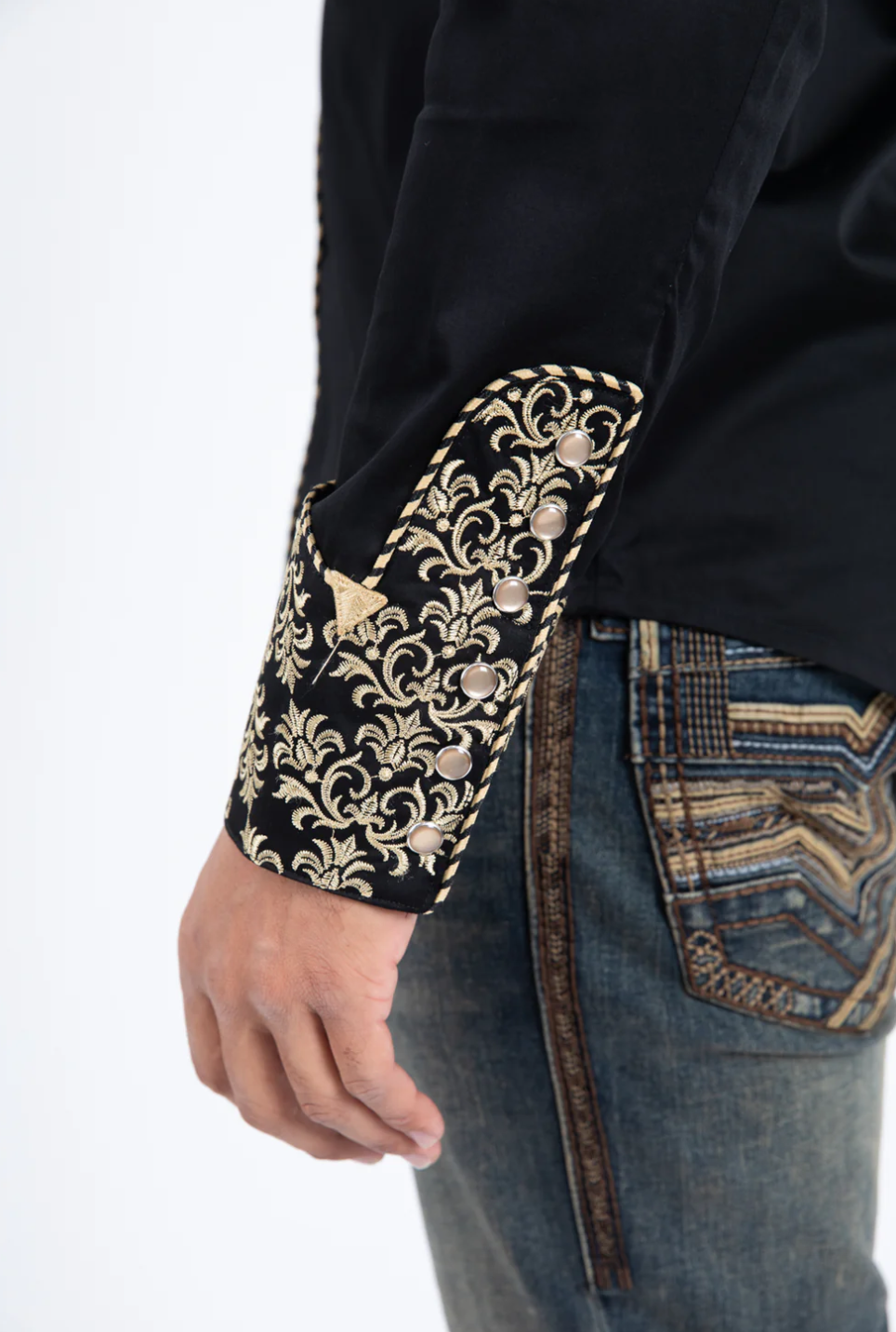 Platini Negra/Beige Con Bordado Moderno - Image 3