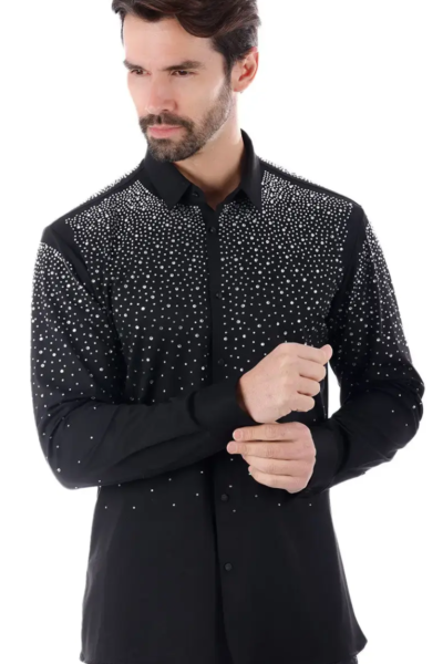 Barabas Rhinestone Jewel Negro/Plata