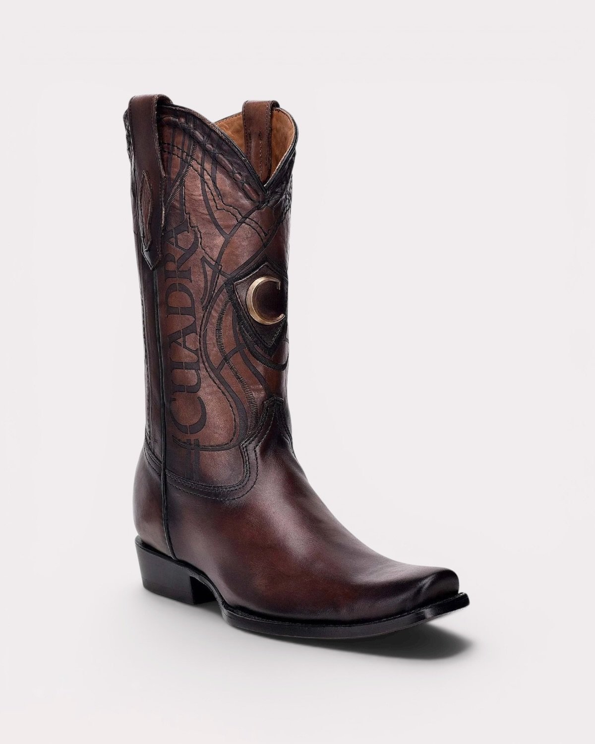 Bota Vaquera Cuadra En Piel Genuina De Res