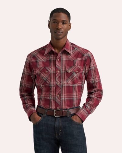 Wrangler Long Sleeve Sawtooth Snap Pocket Western Shirt