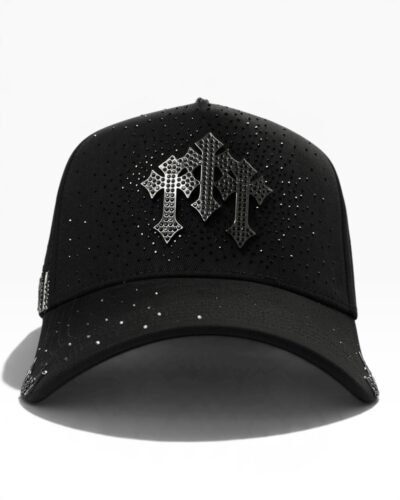 Triple Cross Rhinestone Snapback Hat – Blackout Edition